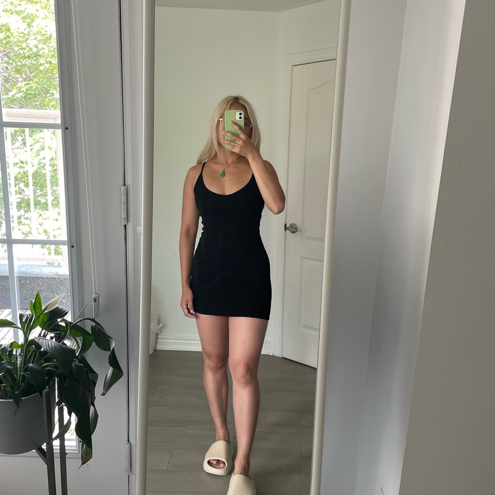 Aritzia Community - Ribbed Black Mini Dress